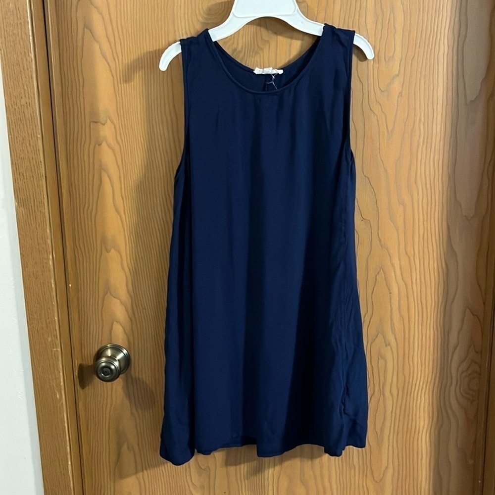 BB Dakota Kenmore Navy Blue Swing‎ Dress Medium - Picture 2 of 9